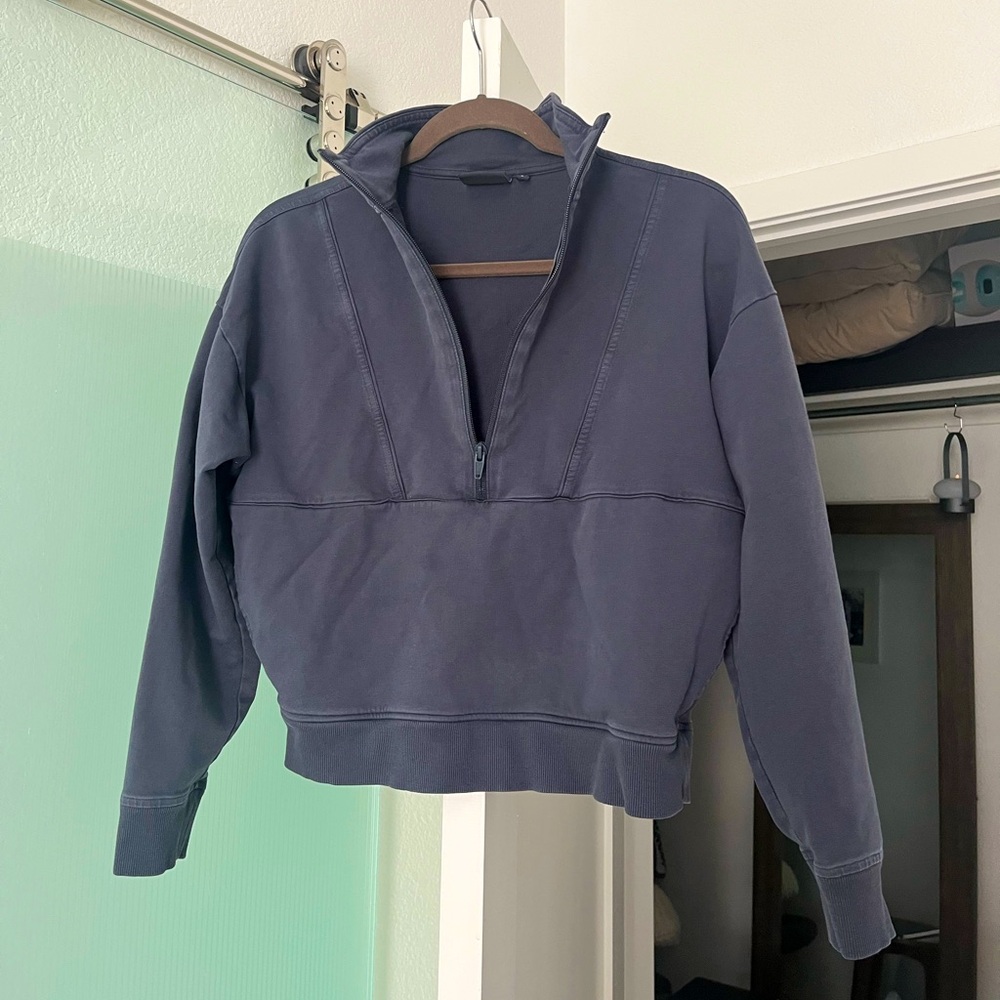 Richer Poorer Terry Half Zip Pullover Blue Night